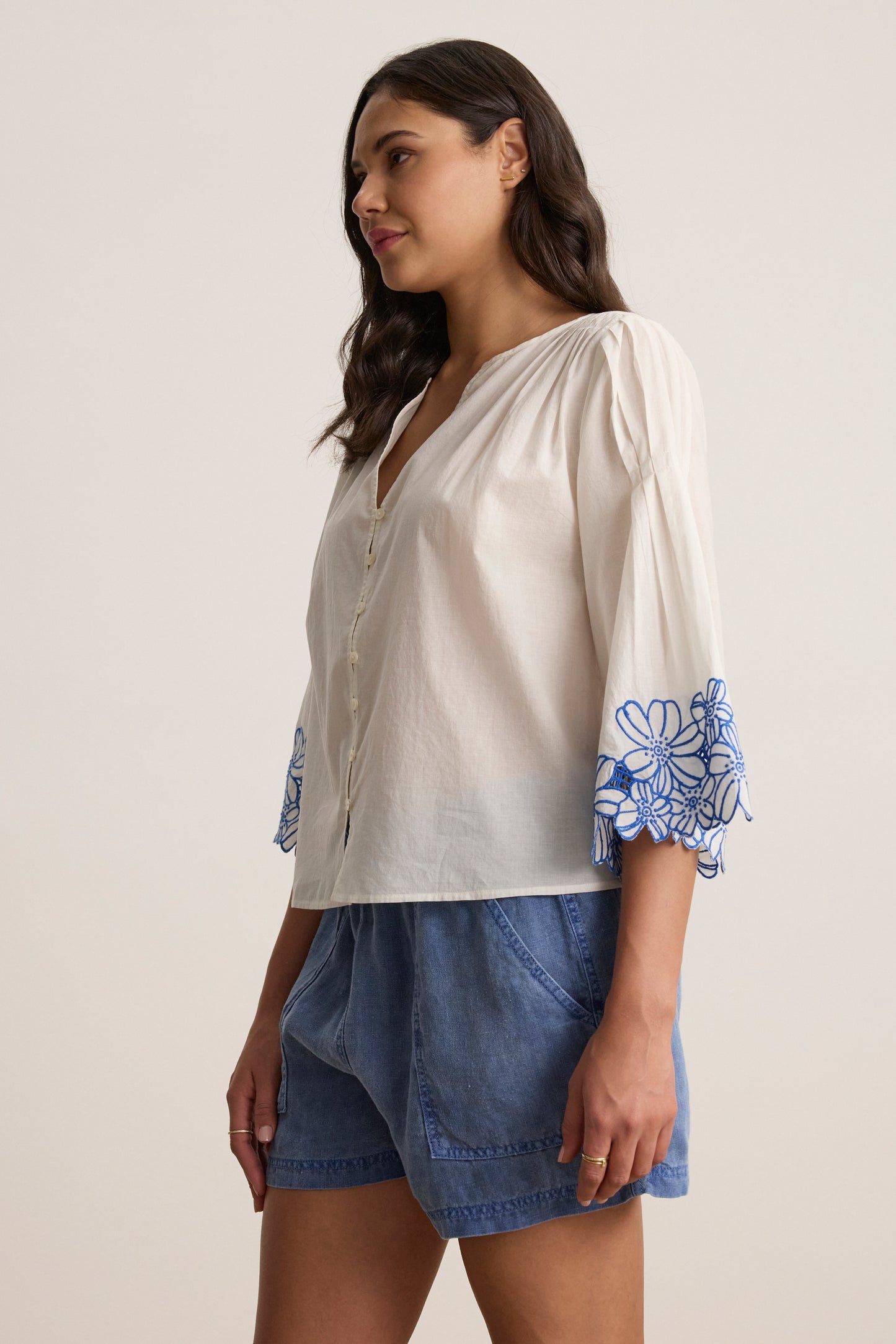 BLAKE TOP IN CREAM/COBALT