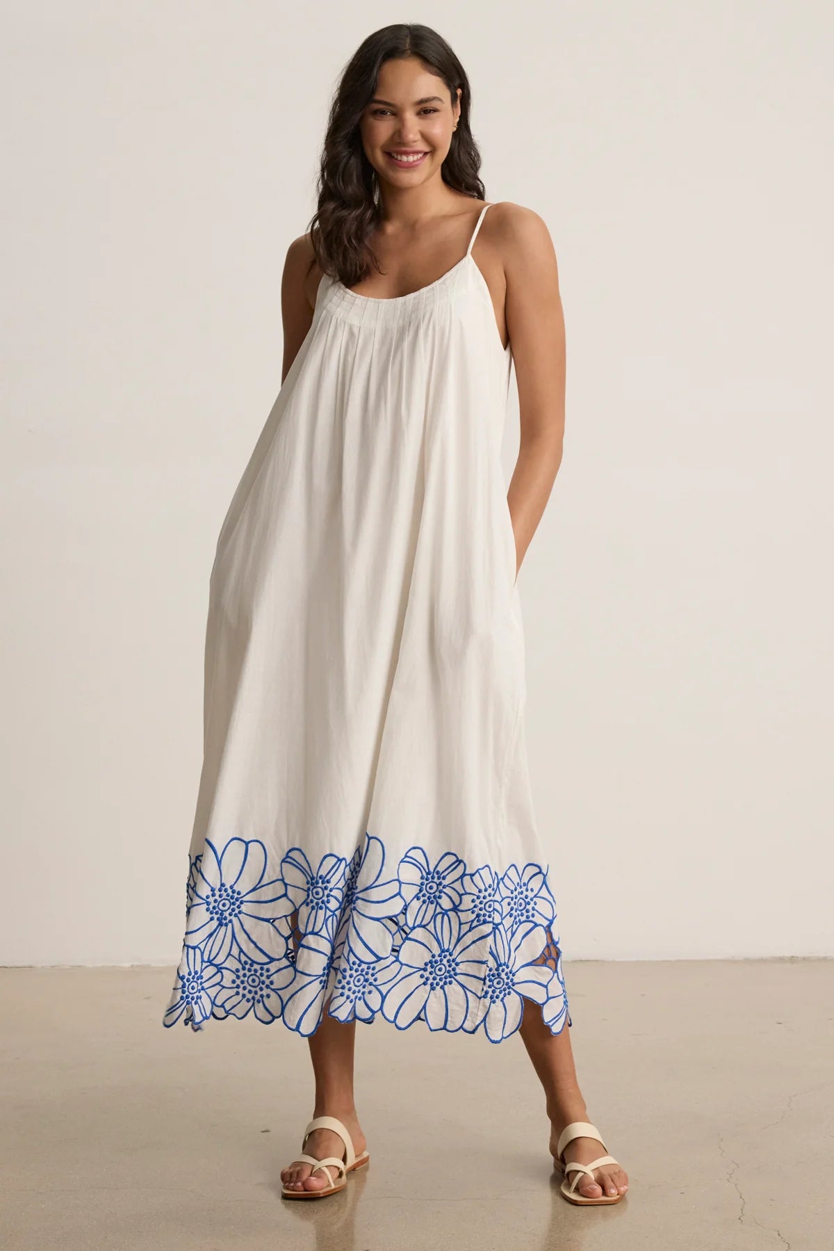 JULIETTE DRESS IN CREAM/COBALT