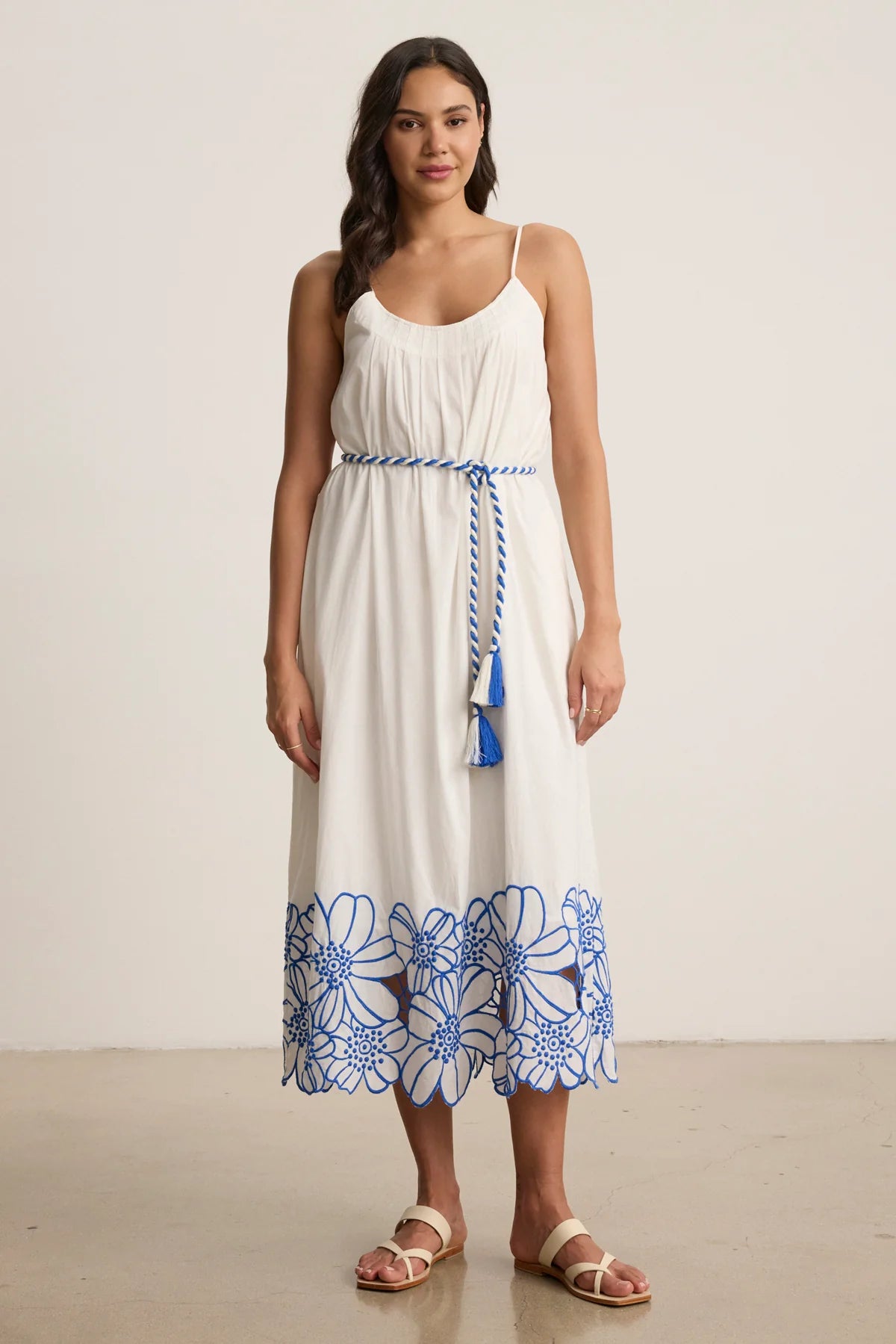 JULIETTE DRESS IN CREAM/COBALT