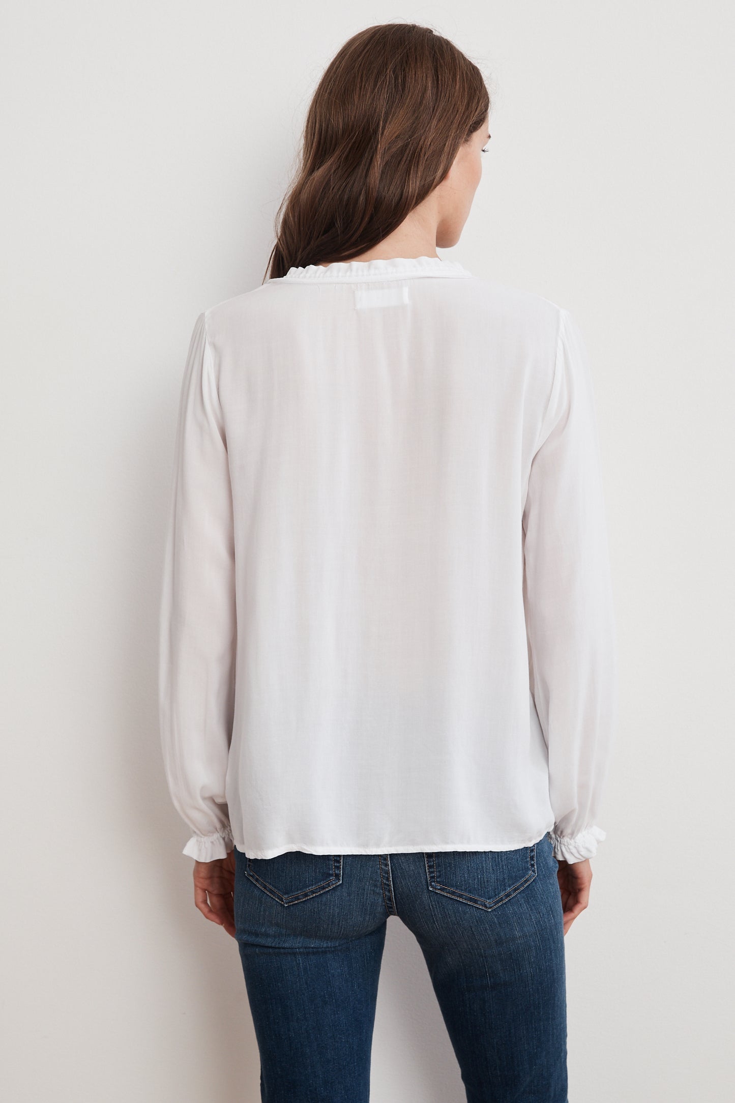 SAMANTHA RAYON CHALLIS PEASANT TIE TOP IN WHITE