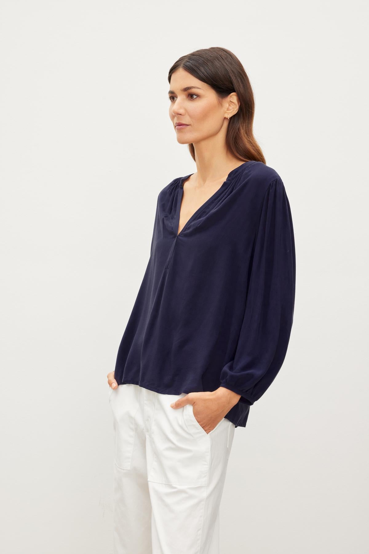 ASHLEY V-NECK TOP IN POSTMAN