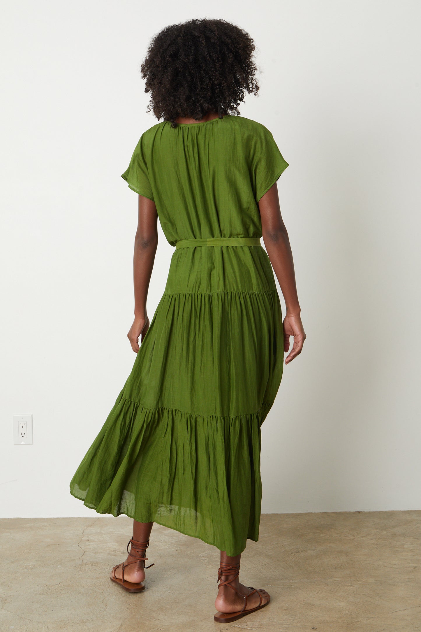 ADA SILK COTTON VOILE DRESS IN MOSS