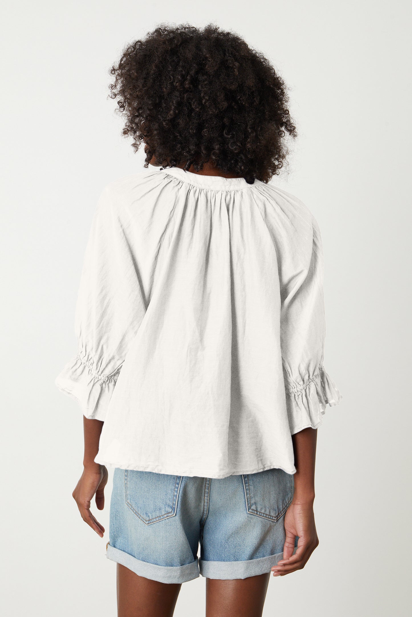 MARINA SILK COTTON VOILE TOP IN ECRU