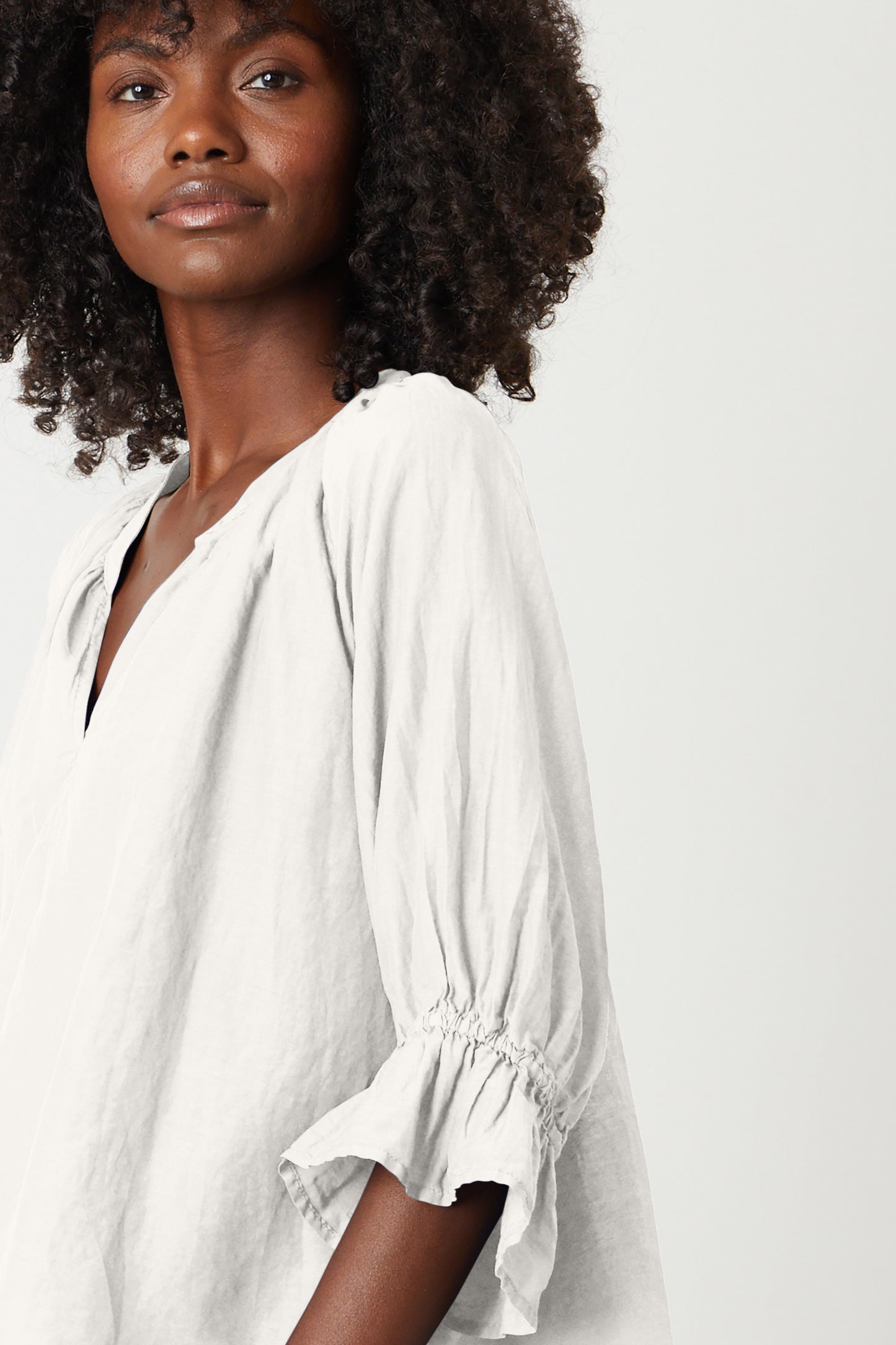 MARINA SILK COTTON VOILE TOP IN ECRU