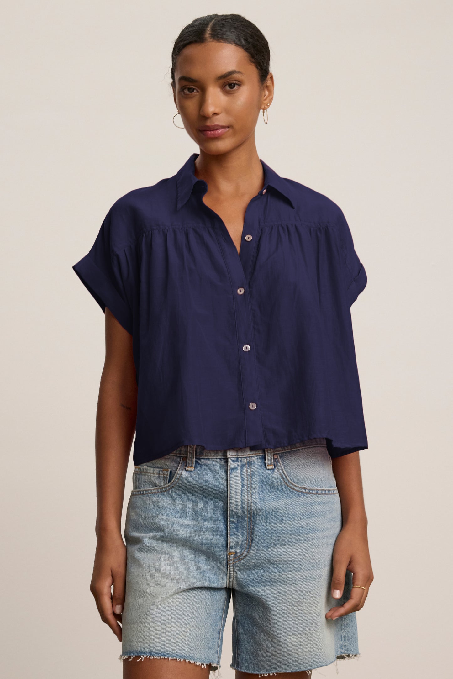 RIE TOP IN NAVY