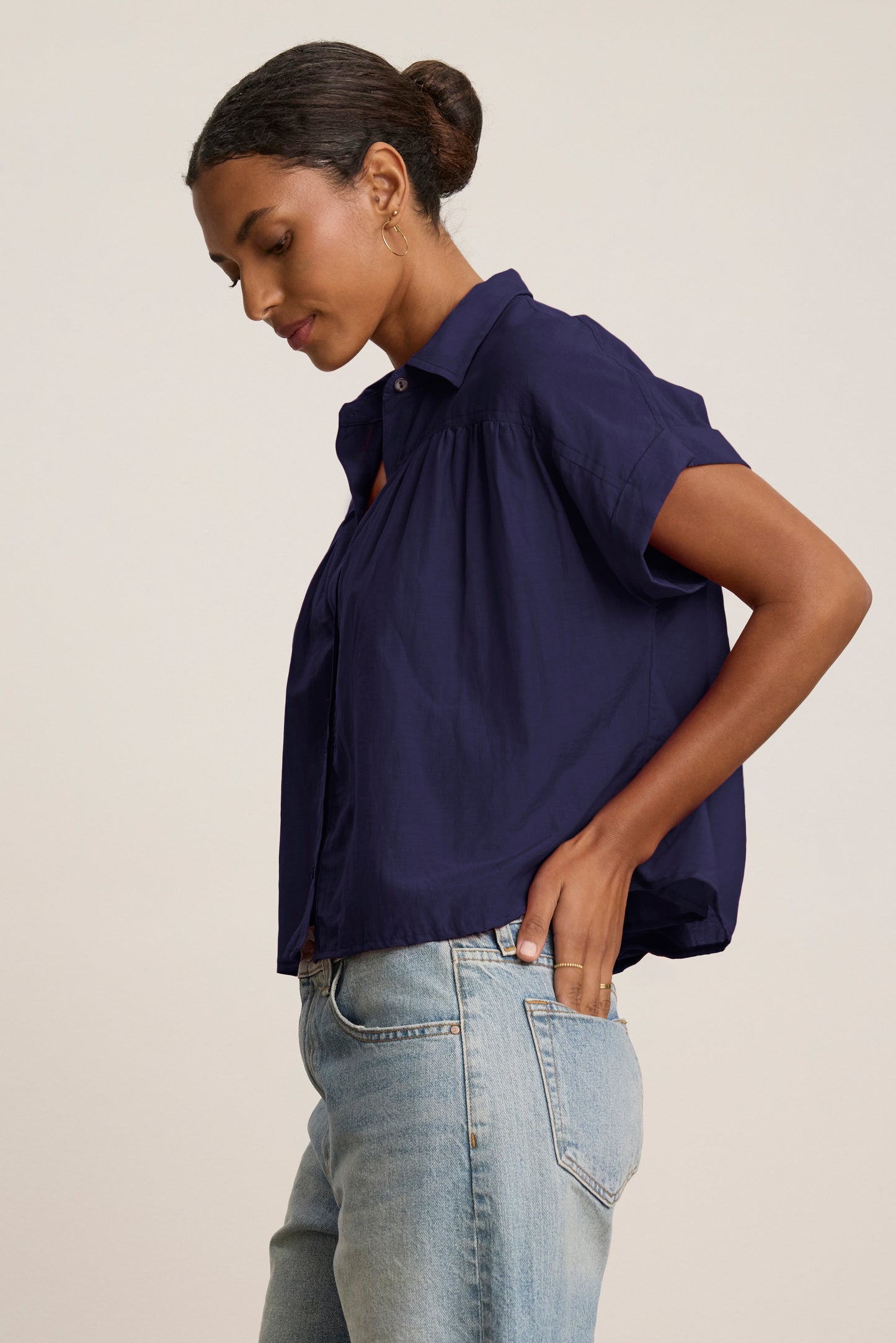 RIE TOP IN NAVY