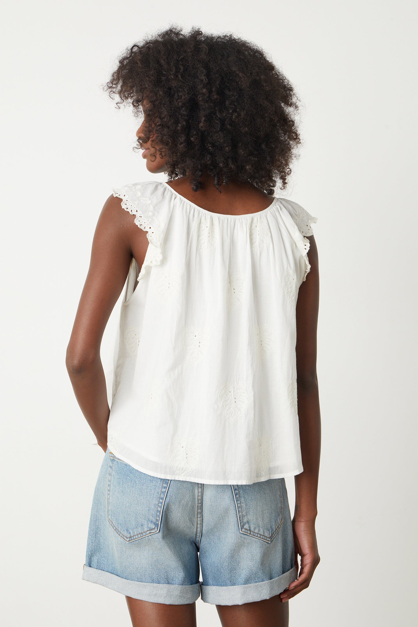 LANI SUMMER EMBROIDERY TOP IN IVORY