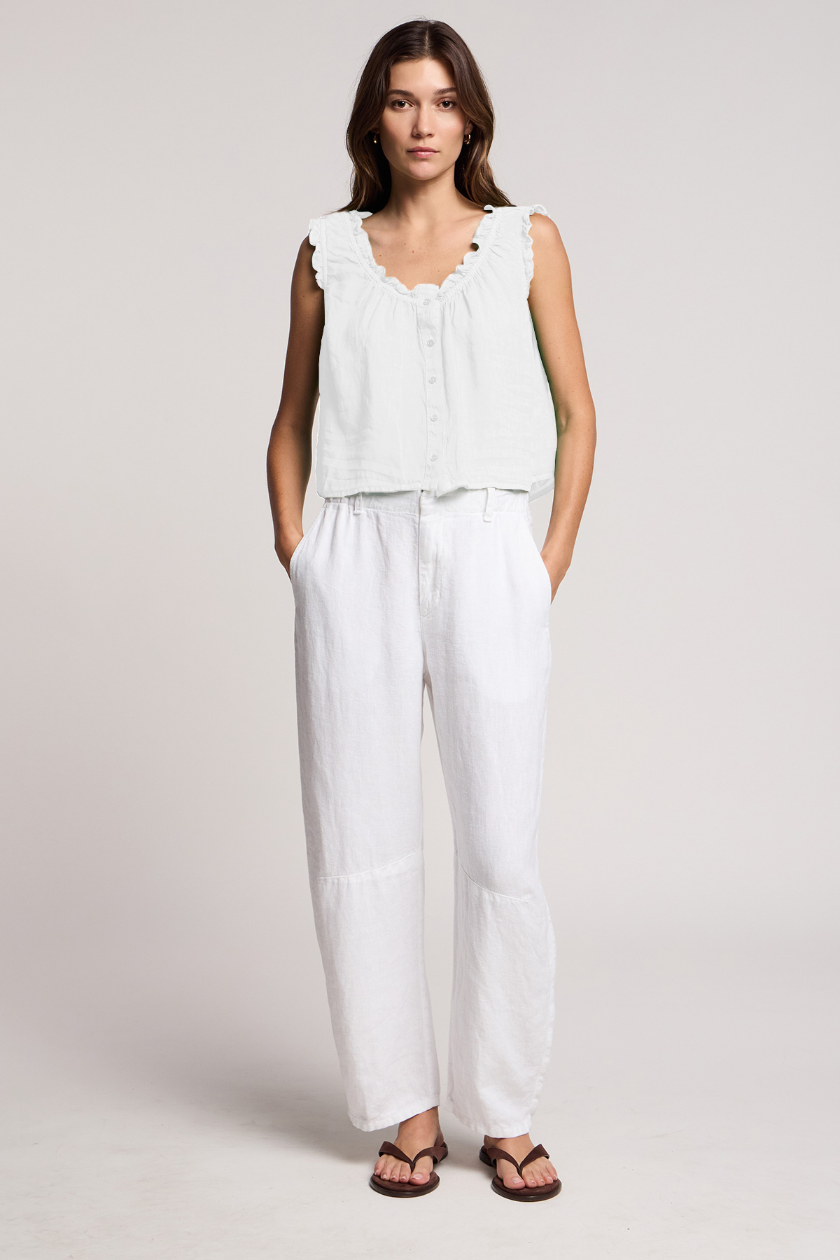 TANA LINEN TOP IN WHITE