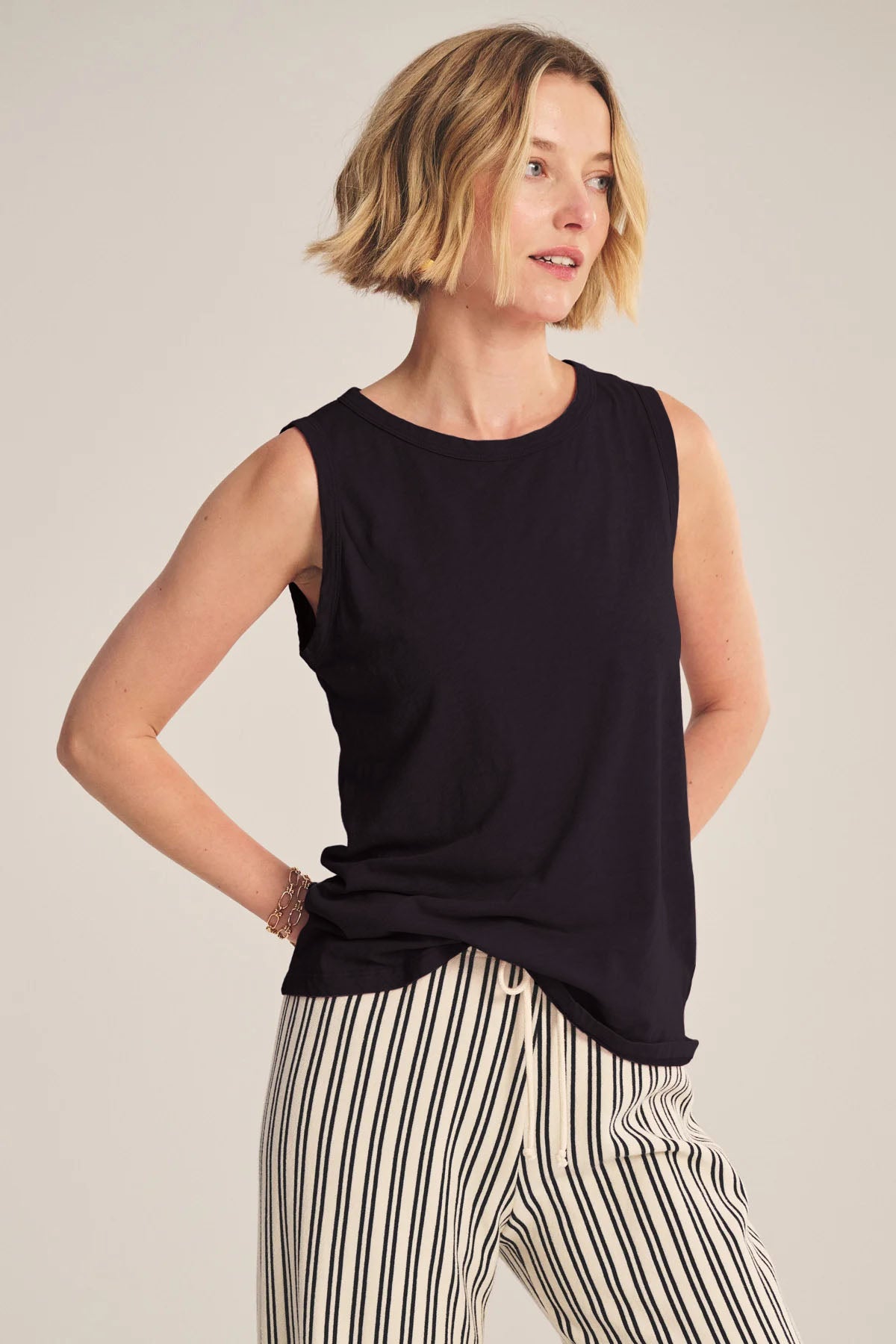 TAURUS COTTON SLUB TOP IN BLACK