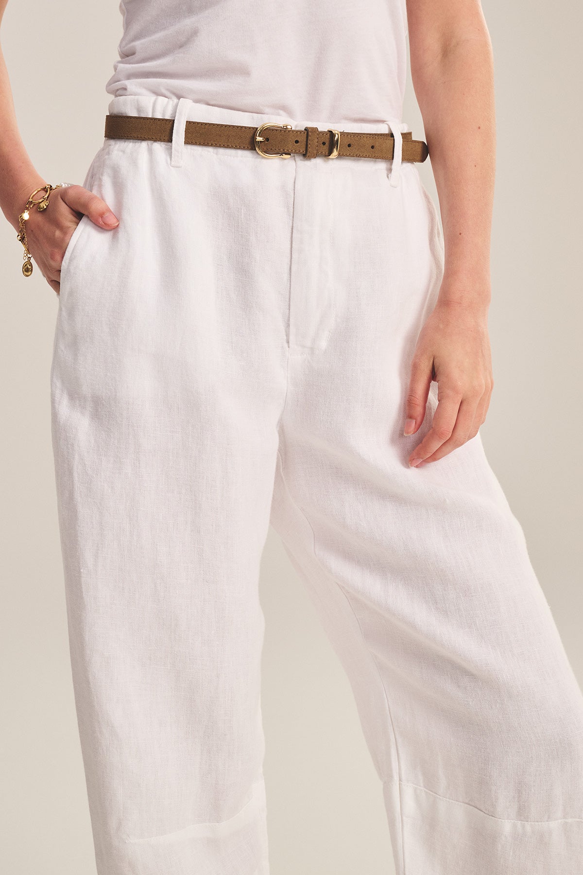 TAYLOR HEAVY LINEN TROUSER IN WHITE