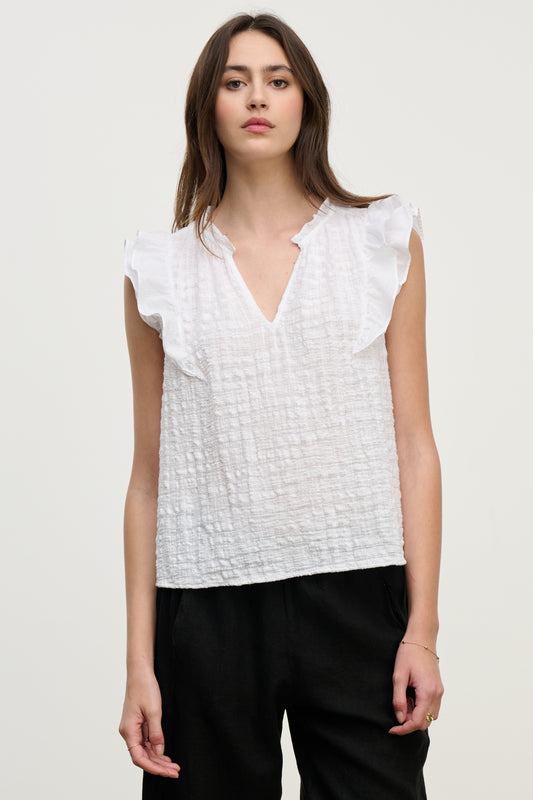 EVA TEXTURED COTTON GAUZE TOP IN COCONUT