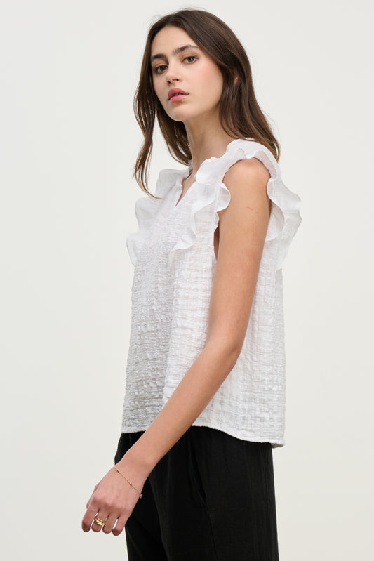 EVA TEXTURED COTTON GAUZE TOP IN COCONUT