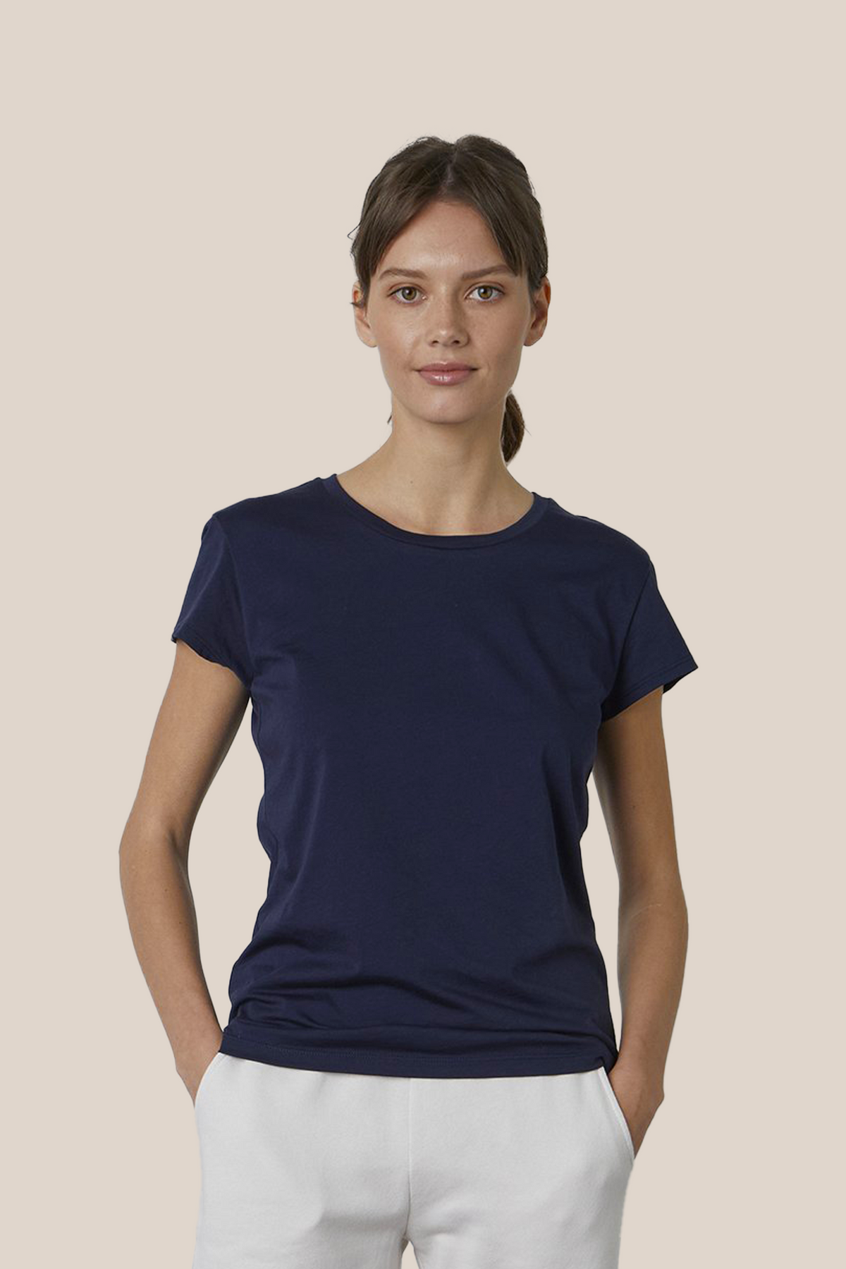TRISHA WHISPER COTTON T-SHIRT IN NAVY