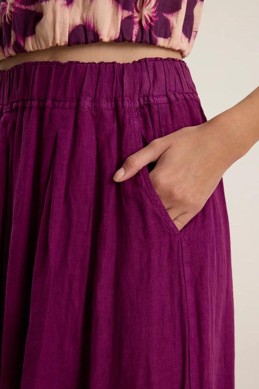 LINDA LINEN SKIRT IN GRAPE