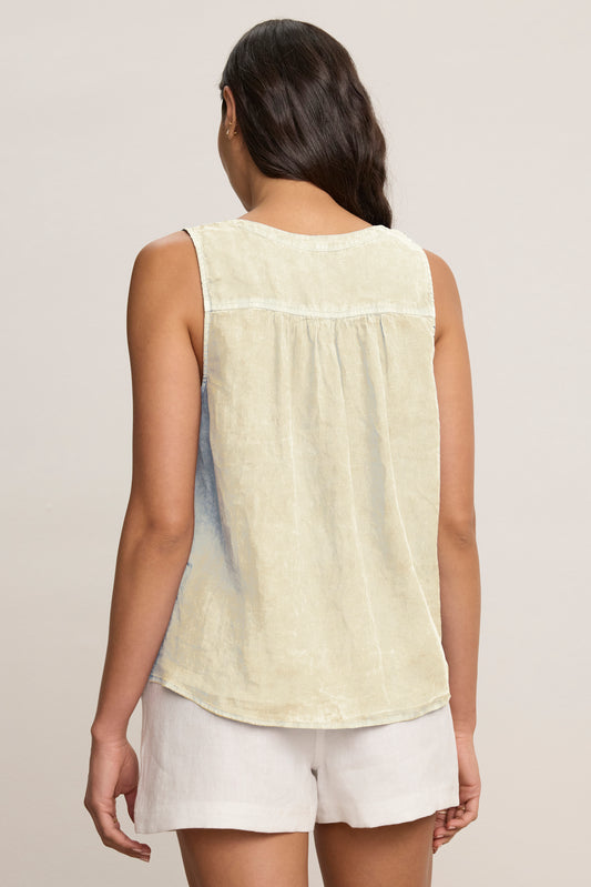 TACY LINEN TOP IN CHALK