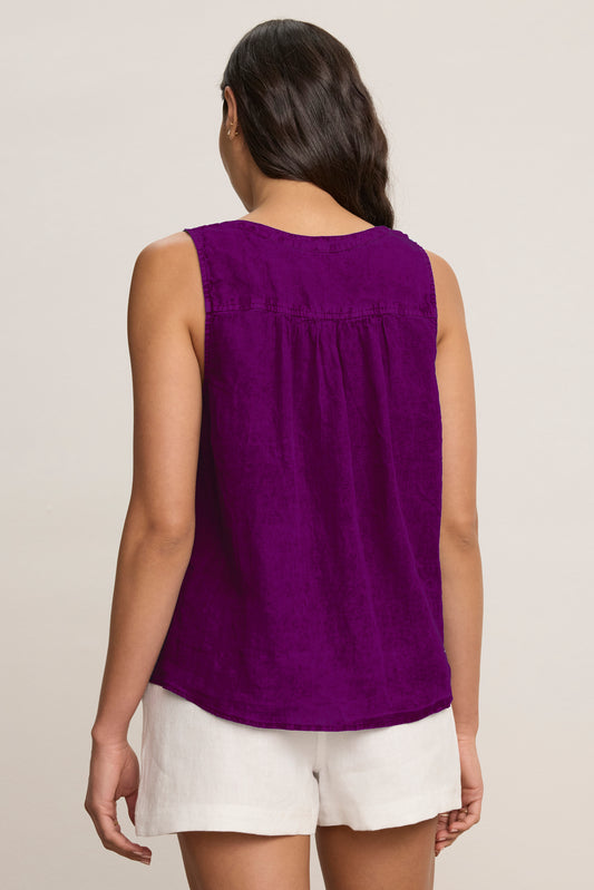 TACY LINEN TOP IN GRAPE