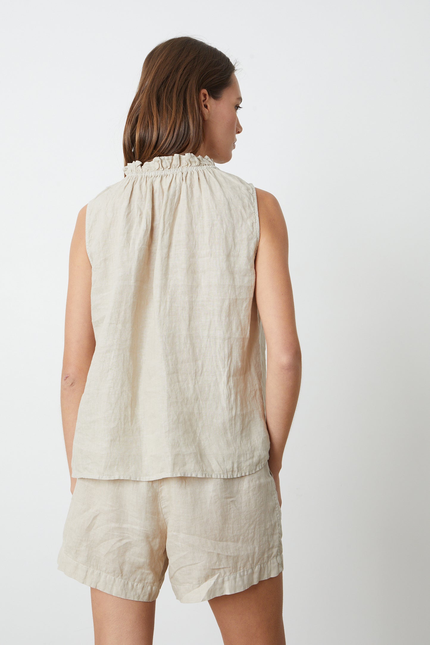 NOVA WOVEN LINEN TOP IN SAND