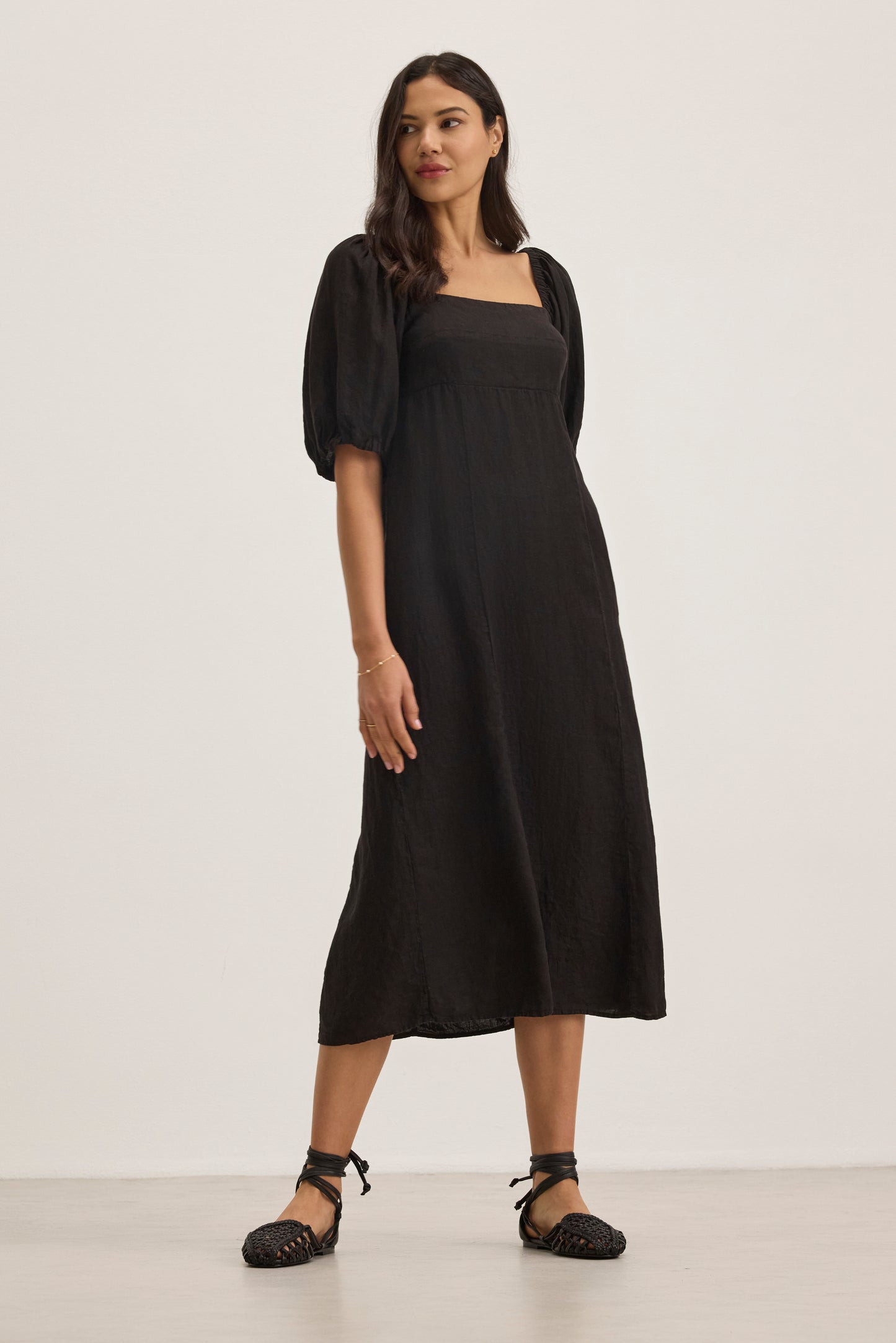 BROOKE LINEN DRESS IN BLACK