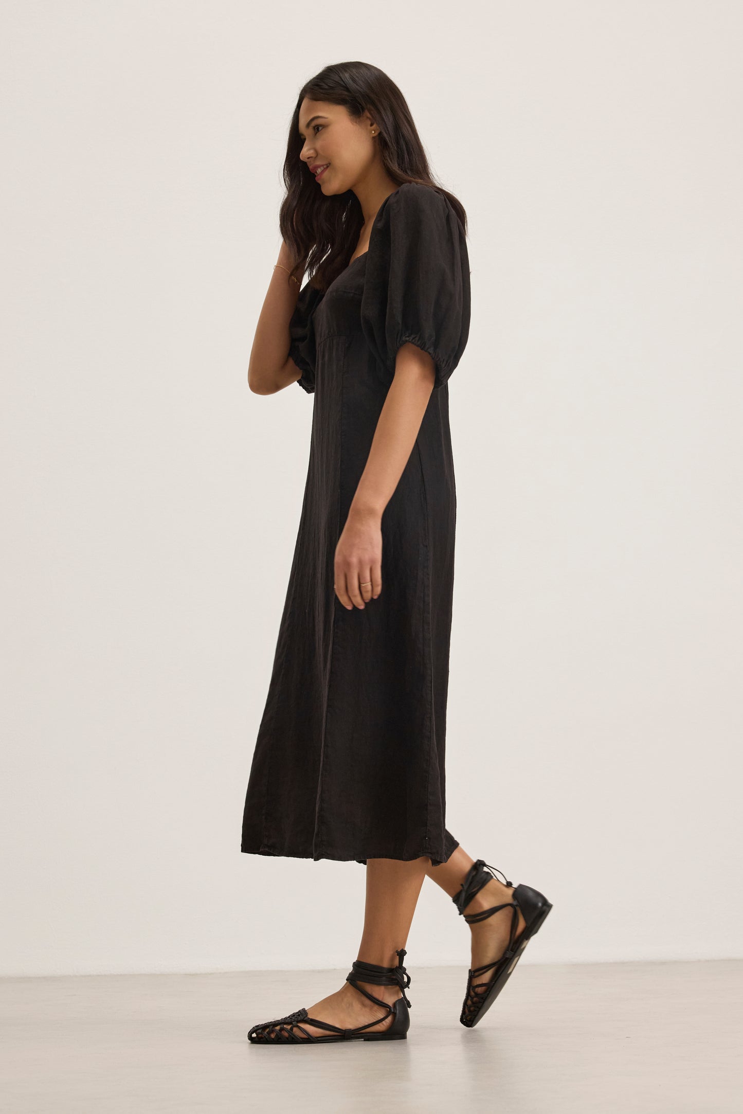 BROOKE LINEN DRESS IN BLACK