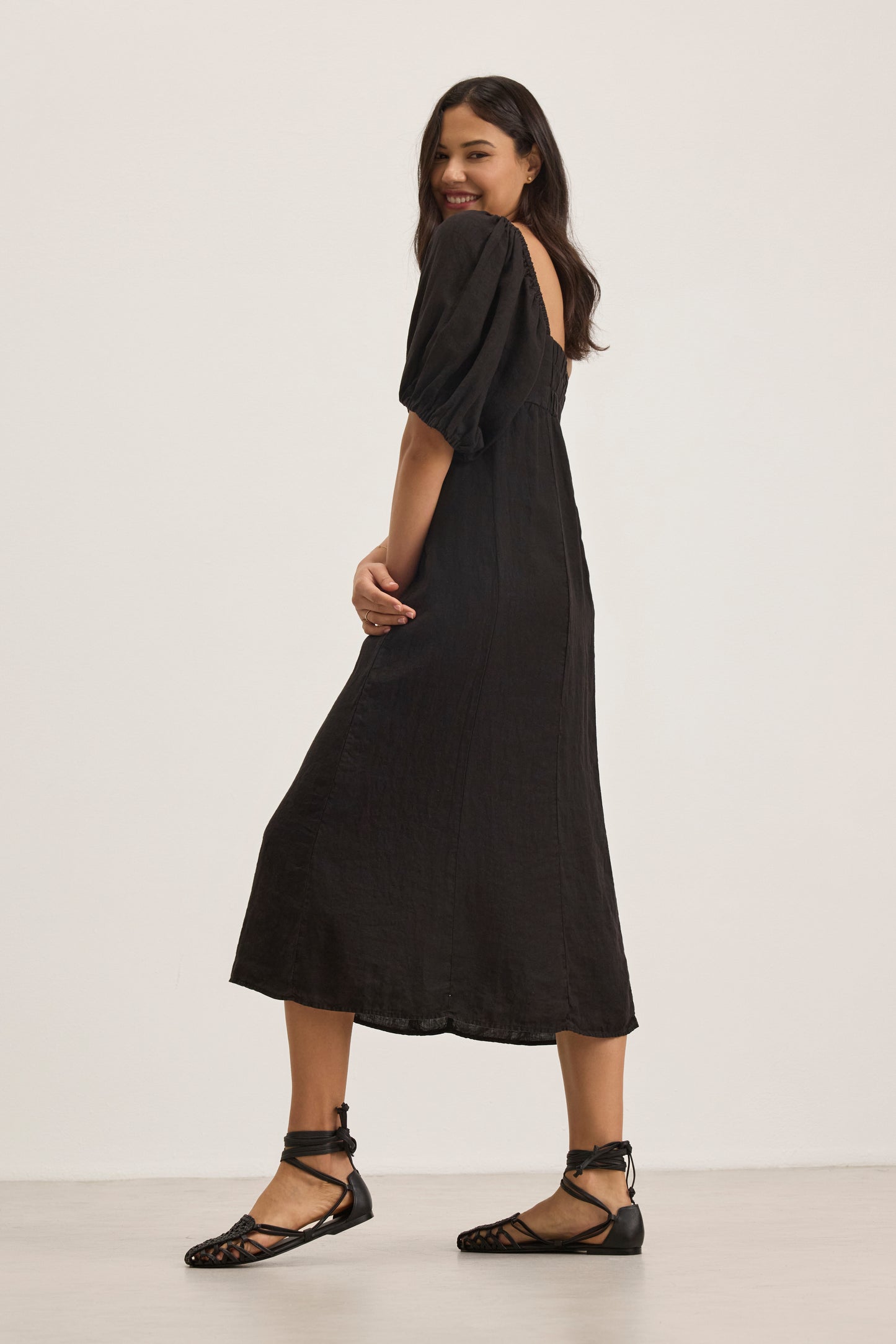 BROOKE LINEN DRESS IN BLACK