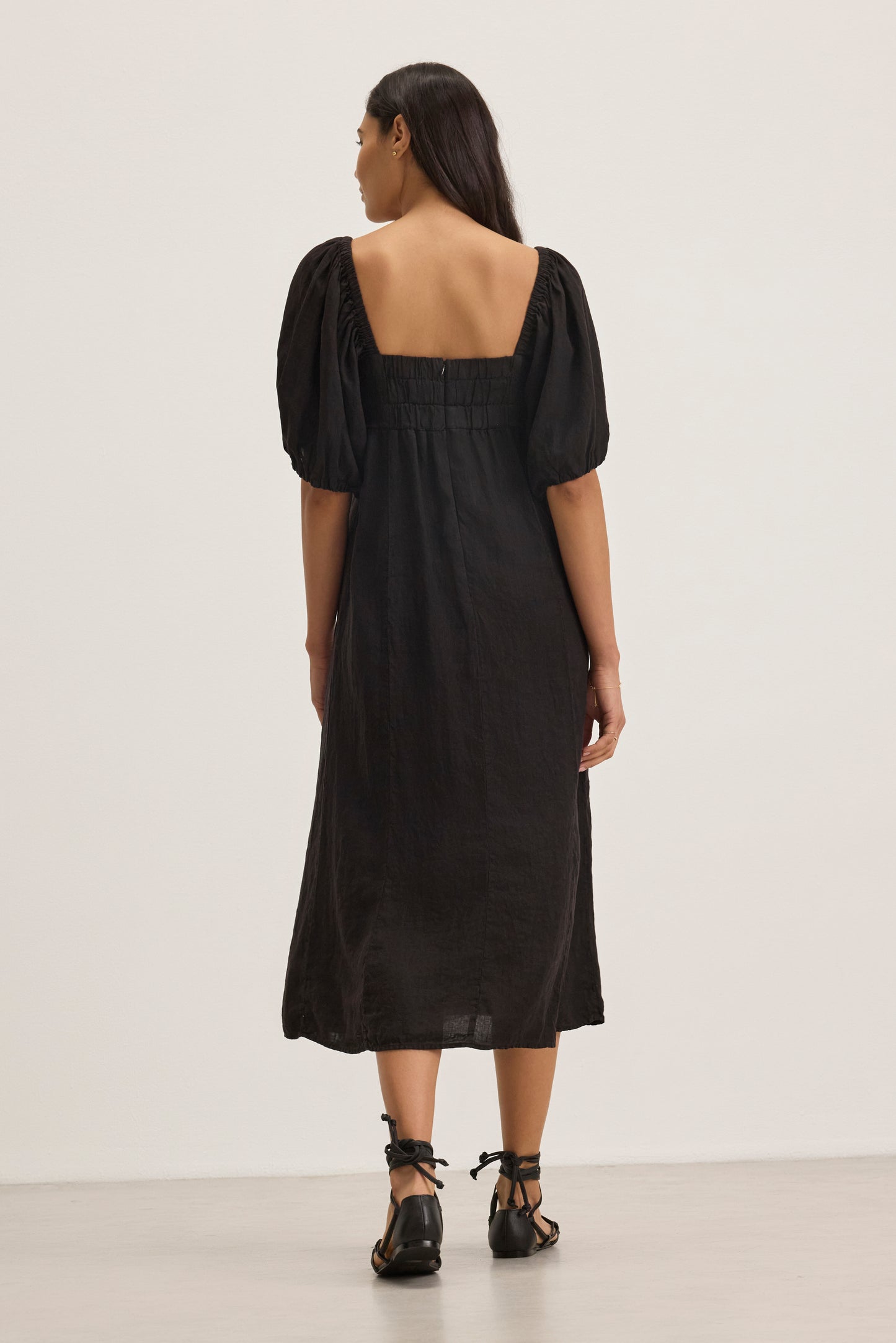 BROOKE LINEN DRESS IN BLACK