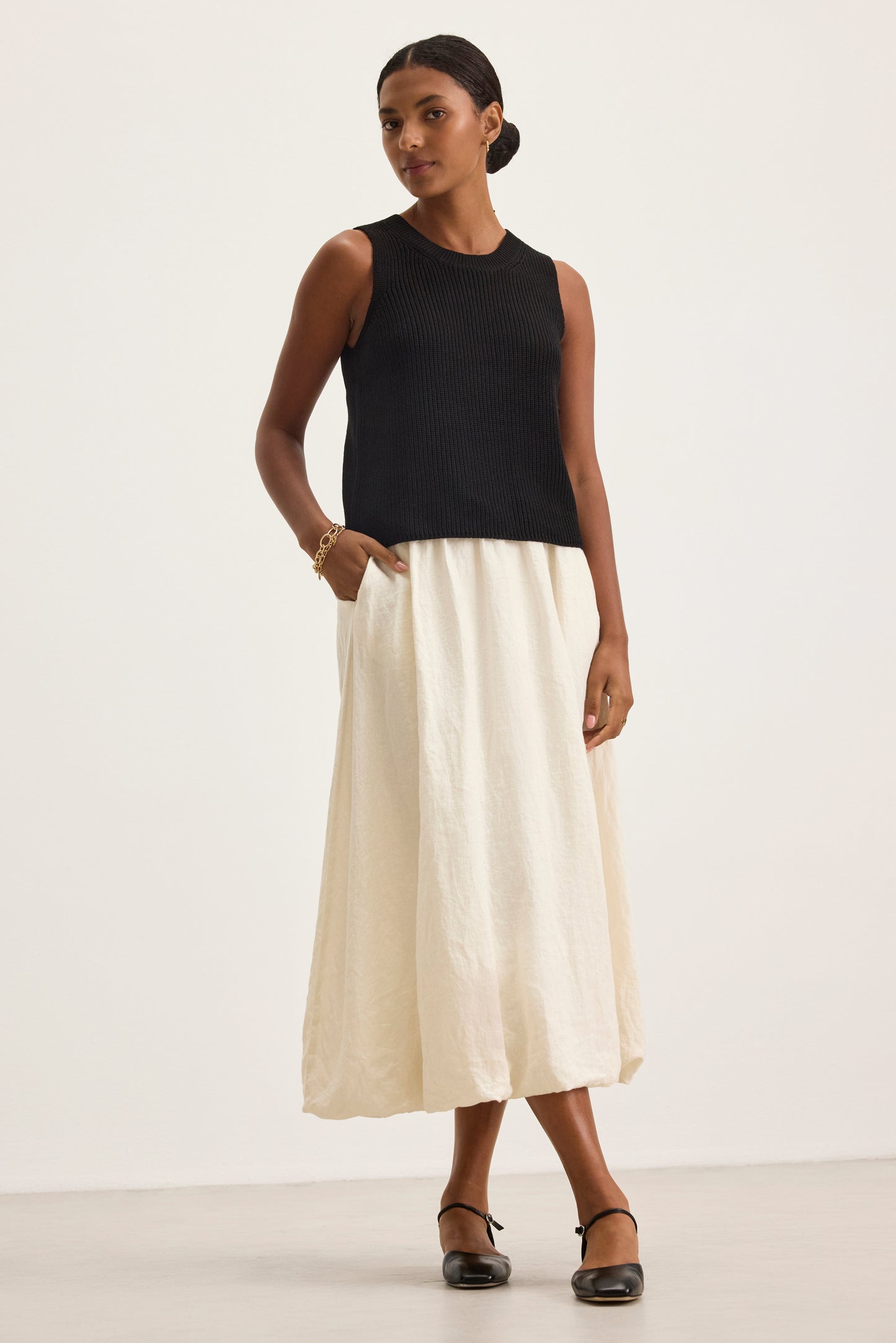 RACHELLE LINEN SKIRT IN CHALK