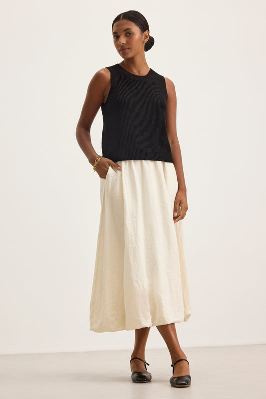 RACHELLE LINEN SKIRT IN CHALK