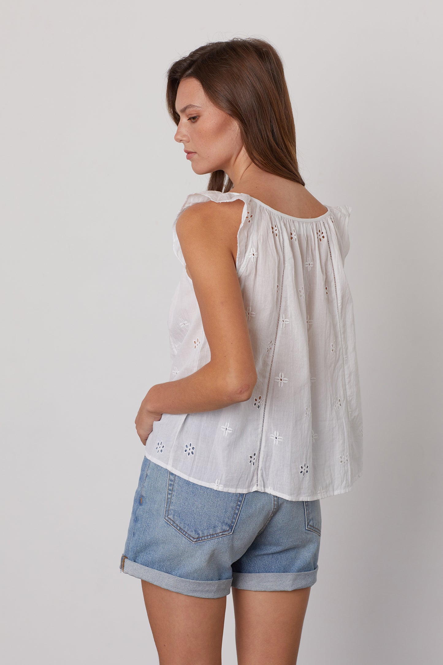 COCO COTTON EYELET TOP IN WHITE