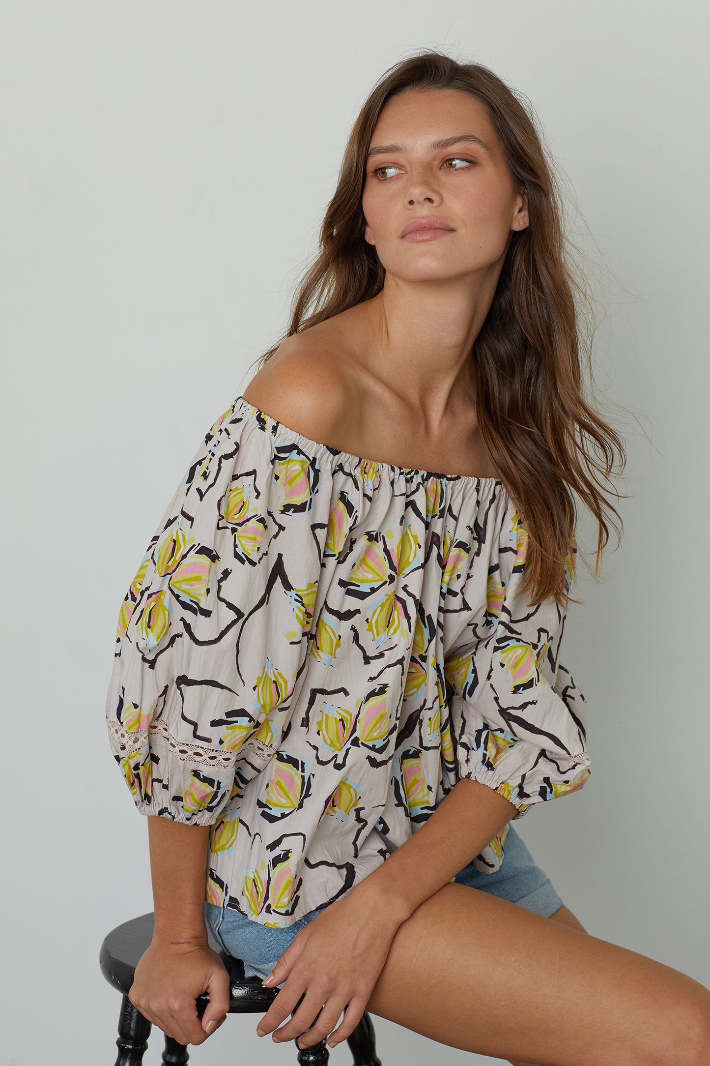 ZOEY PRINTED BOHO TOP IN LILYPAD