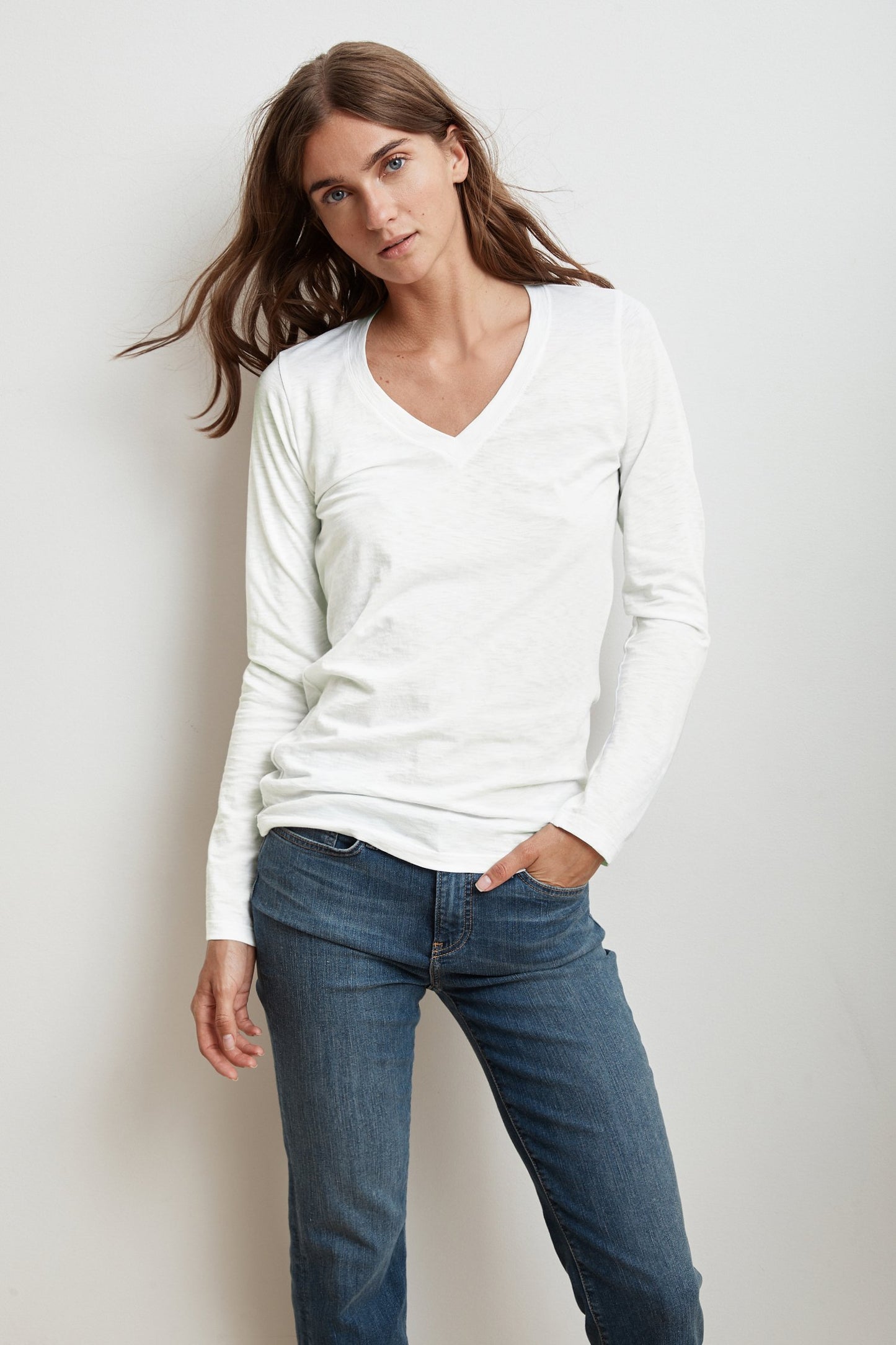 BRIDGET CITY COTTON SLUB T-SHIRT IN WHITE