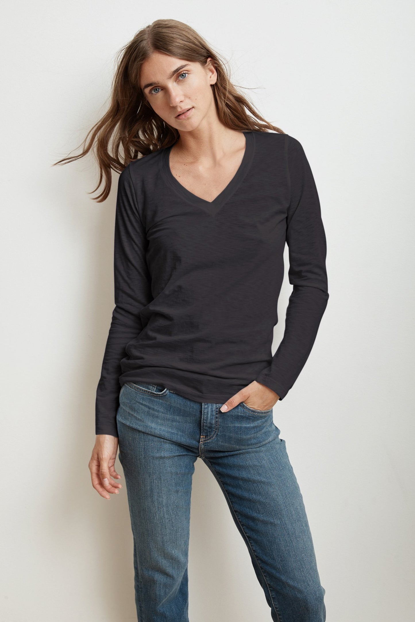 BRIDGET CITY COTTON SLUB T-SHIRT IN BLACK
