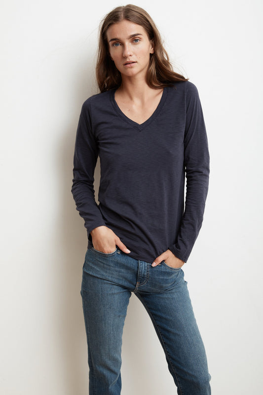 BRIDGET CITY COTTON SLUB T-SHIRT IN INK