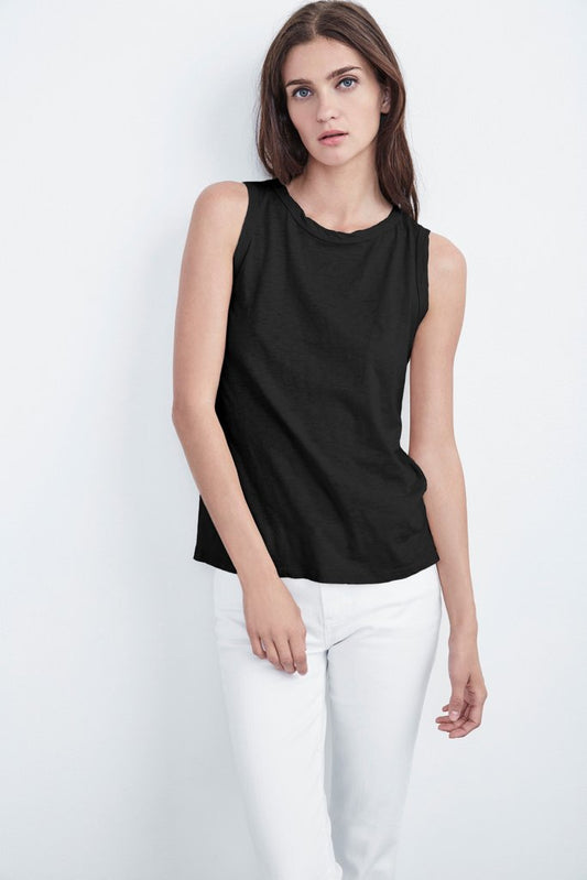 TAURUS COTTON SLUB TOP IN BLACK