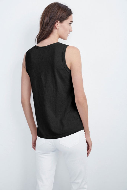 TAURUS COTTON SLUB TOP IN BLACK