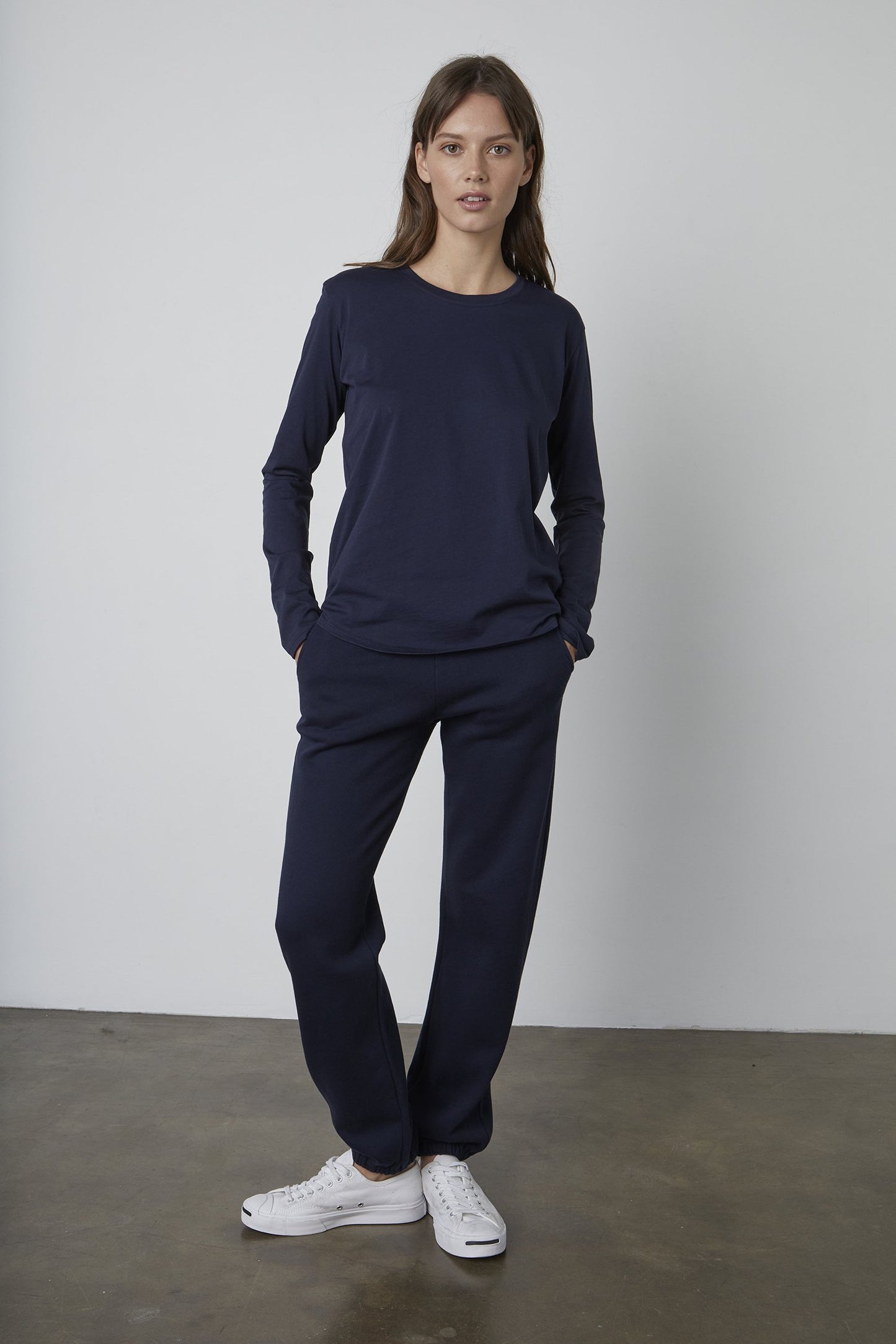 DANIELA WHISPER COTTON T-SHIRT IN NAVY