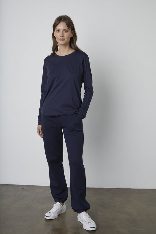 DANIELA WHISPER COTTON T-SHIRT IN NAVY