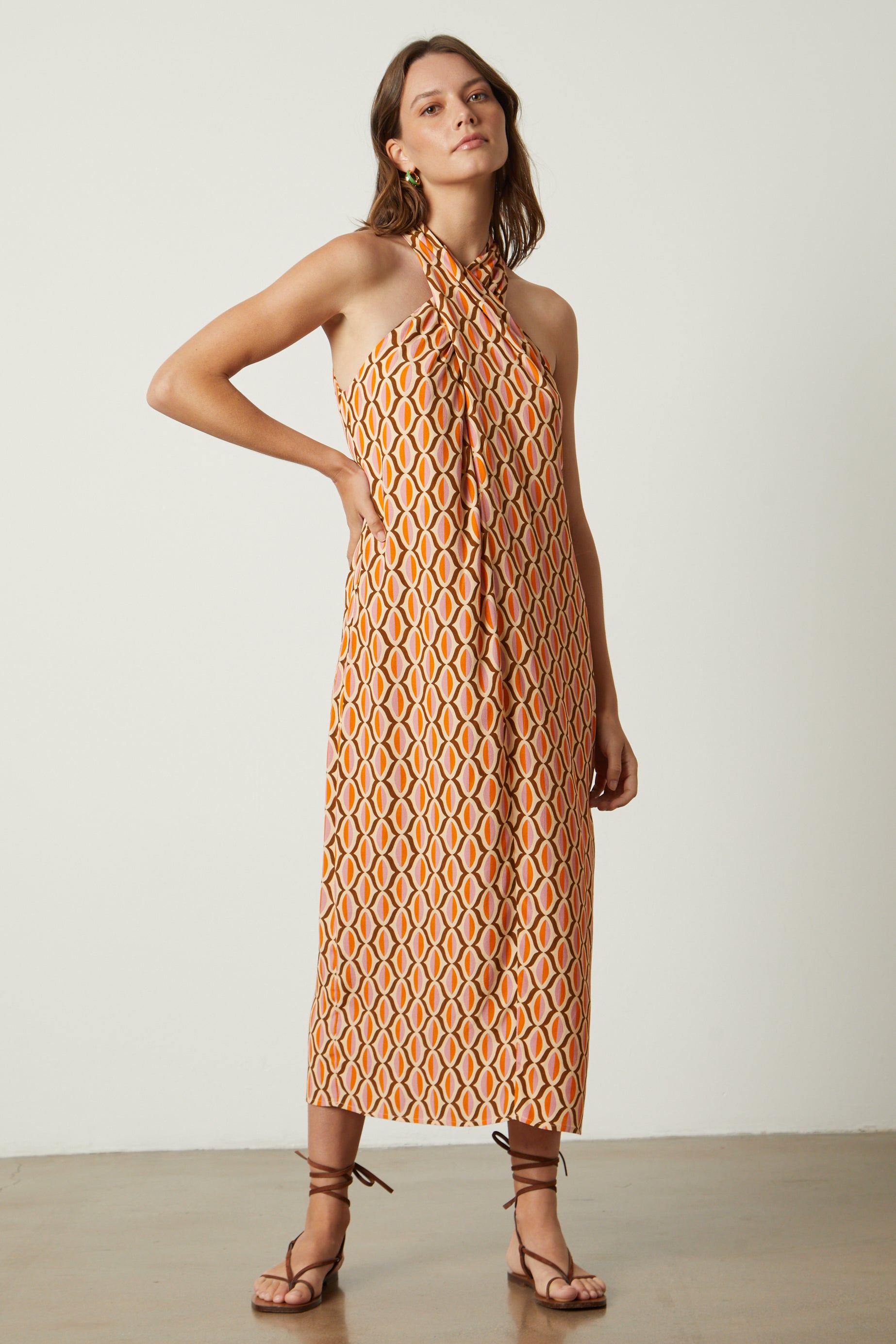 Orange crepe shop dress