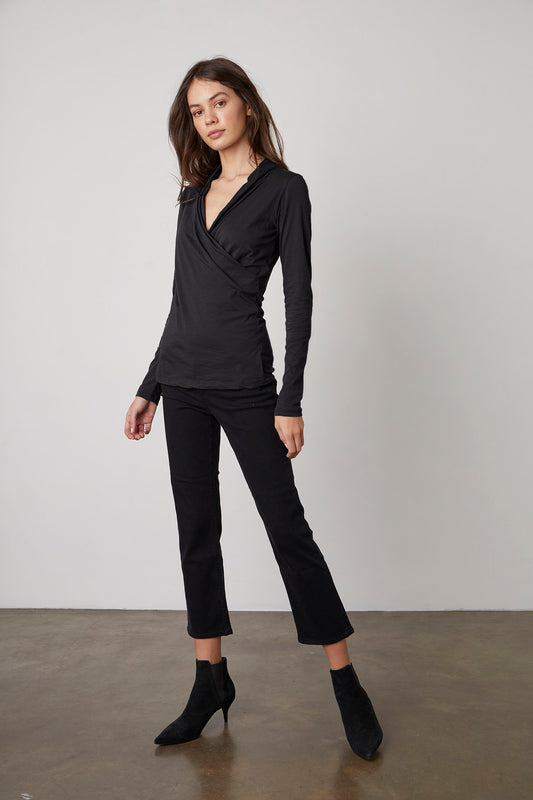MERI GAUZY WHISPER TOP IN BLACK