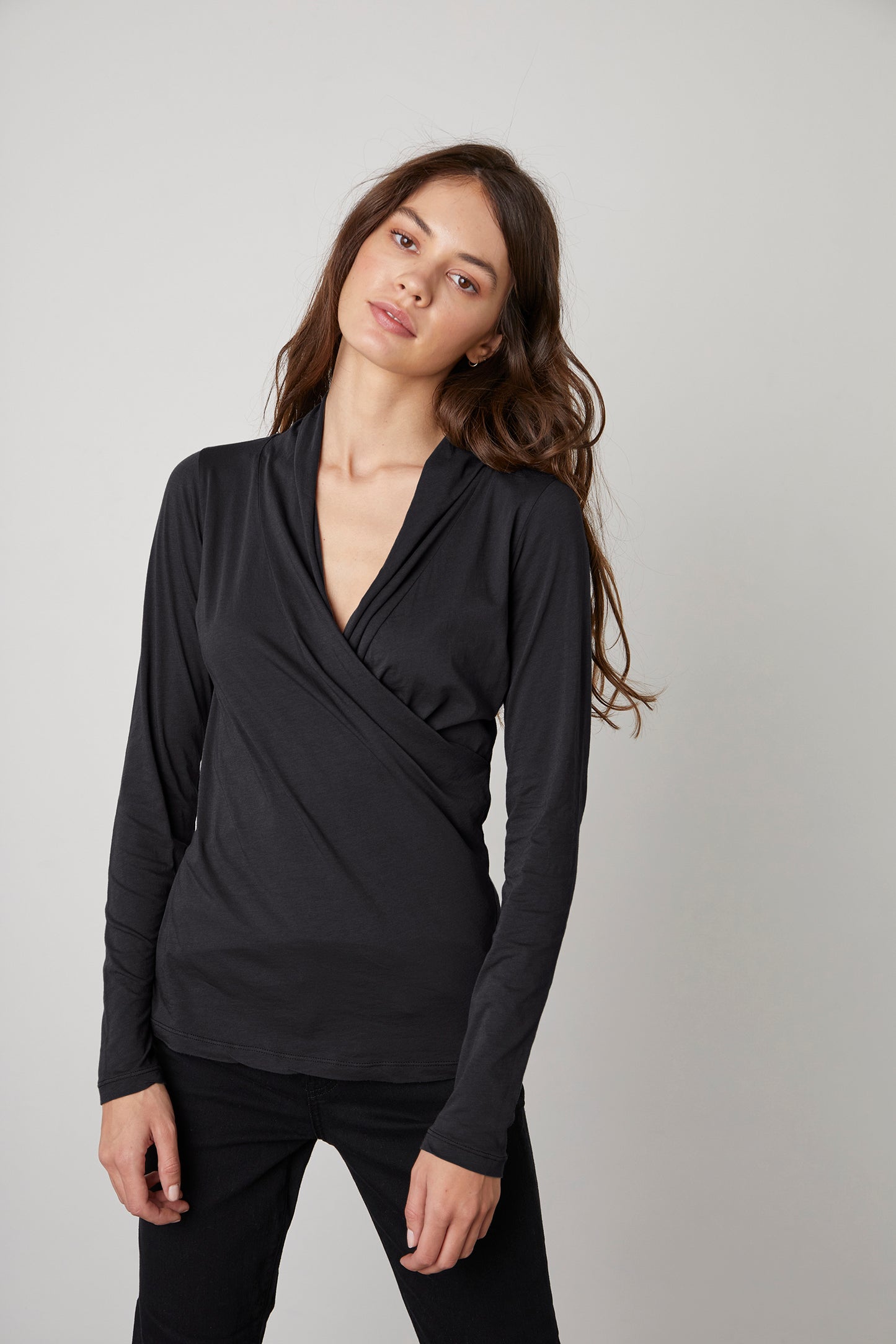 MERI GAUZY WHISPER TOP IN BLACK