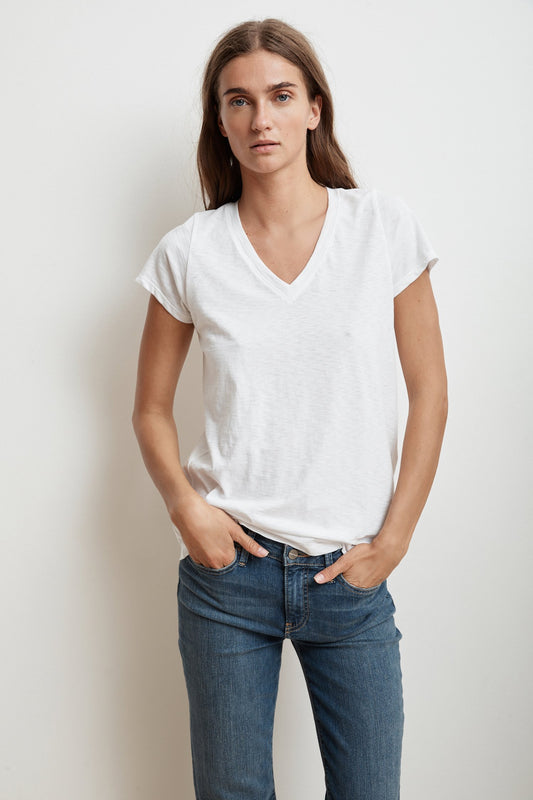 JILL COTTON SLUB T-SHIRT IN WHITE