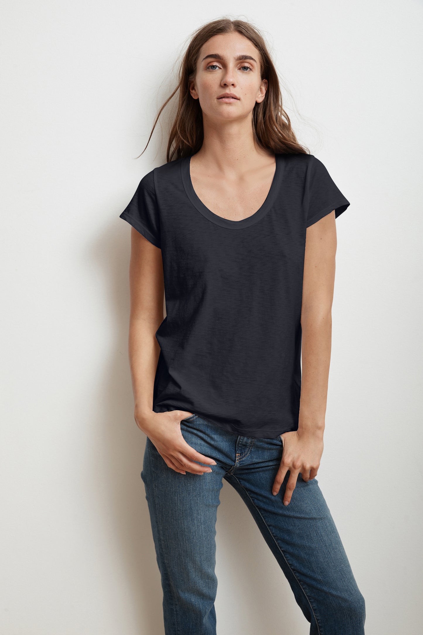 KATIE CITY COTTON SLUB T-SHIRT IN INK