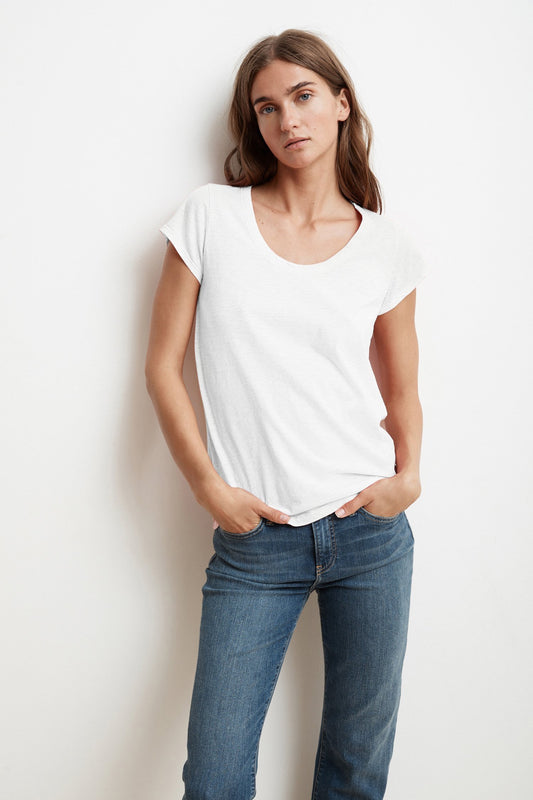 KATIE CITY COTTON SLUB T-SHIRT IN WHITE