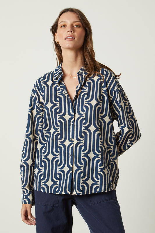 ANNALISE PRINTED COTTON TOP IN CAMBRIC