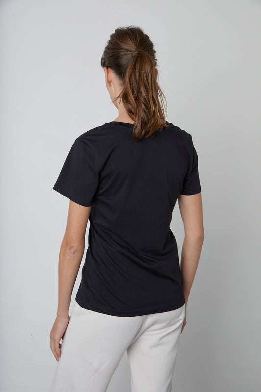 SUSAN WHISPER COTTON T-SHIRT IN BLACK