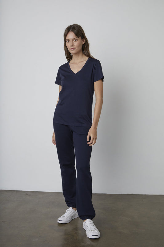 SUSAN WHISPER COTTON T-SHIRT IN NAVY