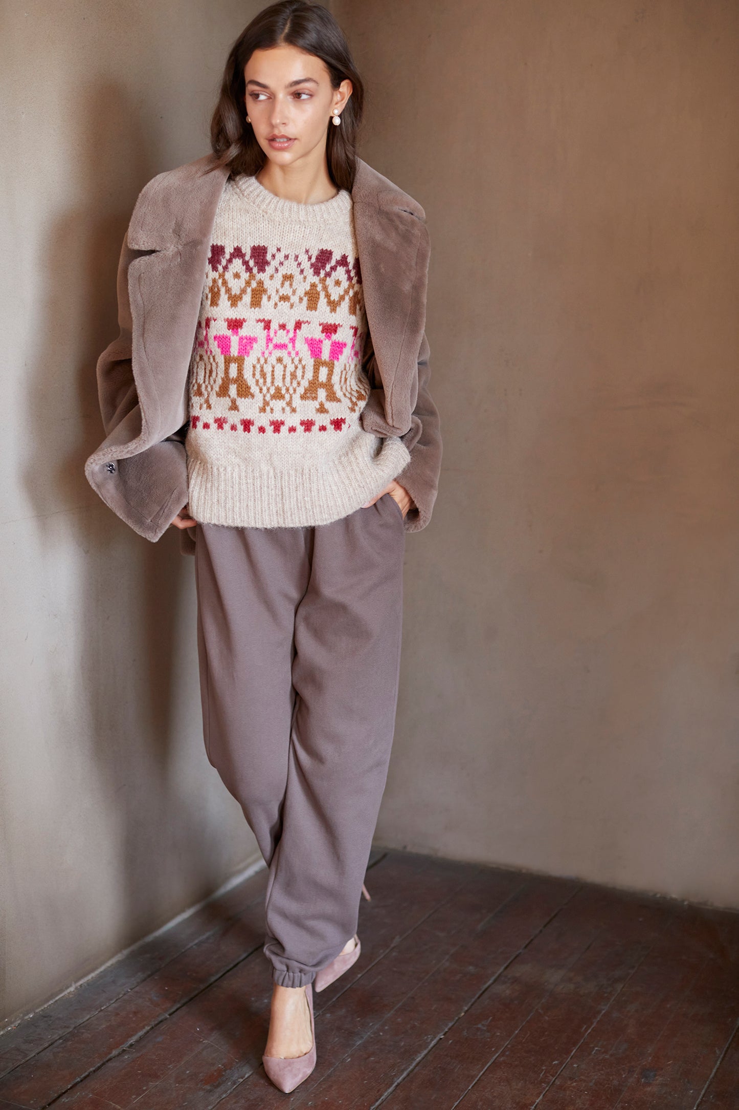 TABITHA DRAWSTRING SWEATPANT IN ROAST
