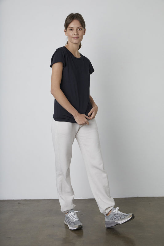 TRISHA WHISPER COTTON T-SHIRT IN BLACK