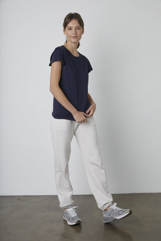 TRISHA WHISPER COTTON T-SHIRT IN NAVY