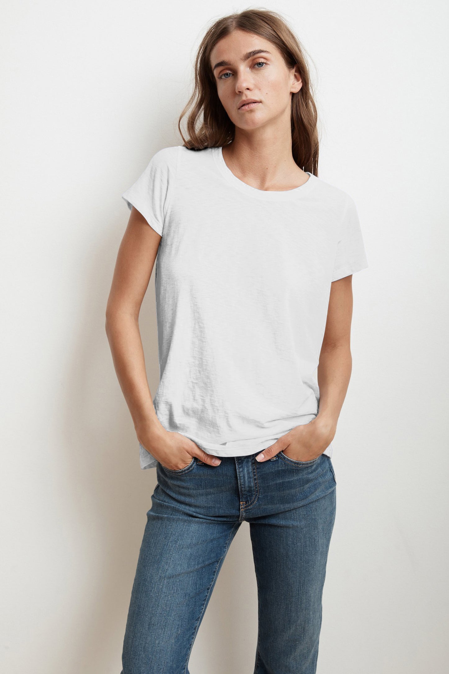 TRESSA COTTON SLUB T-SHIRT IN WHITE