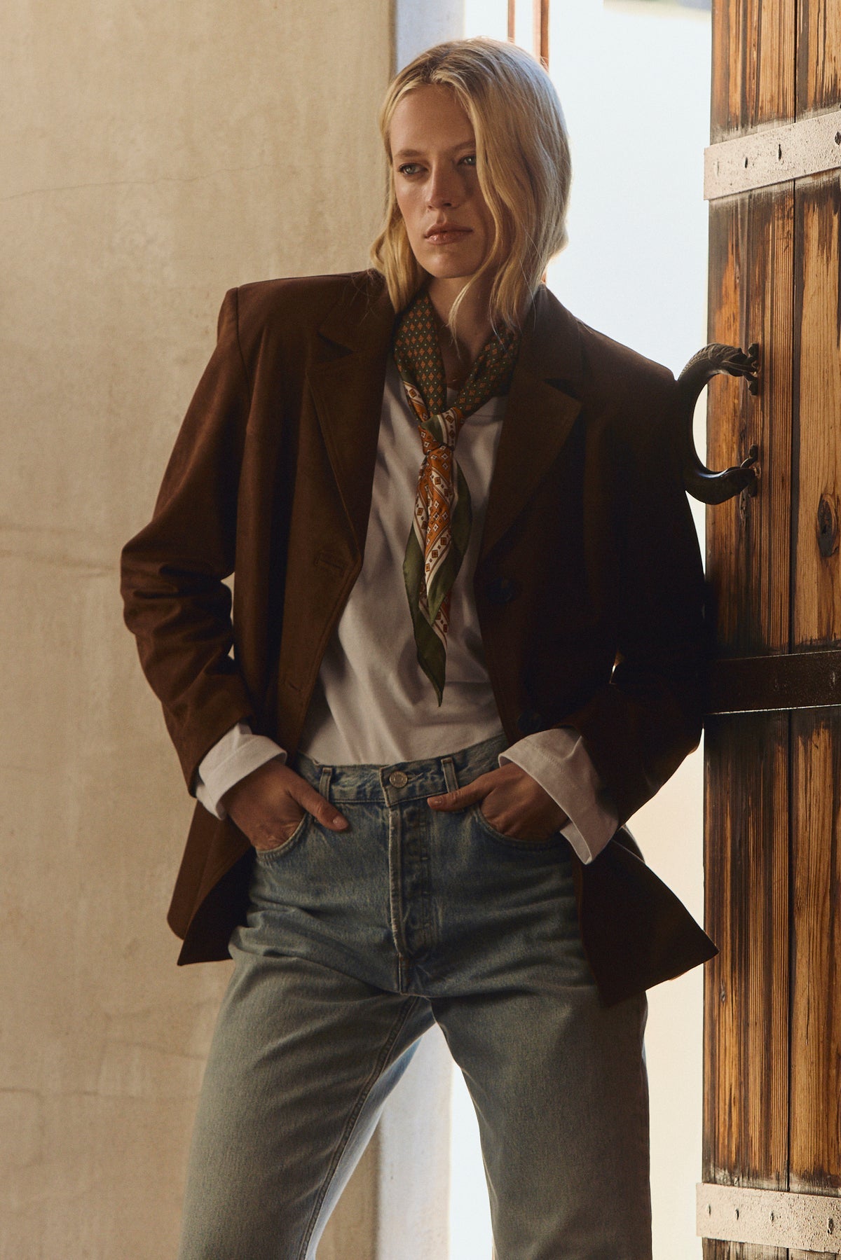 SALIE FAUX SUEDE JACKET IN BROWN